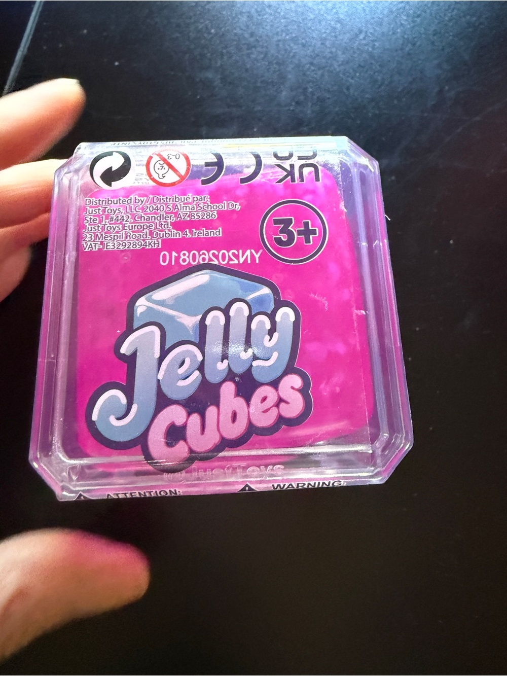 New Just Toys Jelly Cubes 2.5" Squishy Squeeze Glitter Pink Fidget Tactile 3+